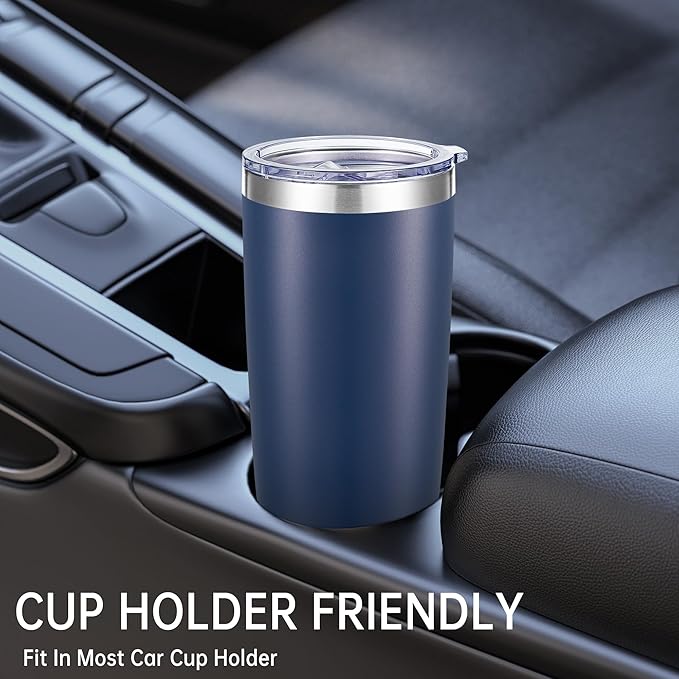 20 oz Tumblers Bulk Stainless Steel Tumbler with Lid Double Wall Vacuum Insulated Coffee Mug 20oz Powder Coated Cup for Hot and Cold Drinks, Navy, 6 pack | Navy, 20oz Insulated Coffee Mug, Double Wall Vacuum, Powder Coated Cup, for Hot and Cold Drinks