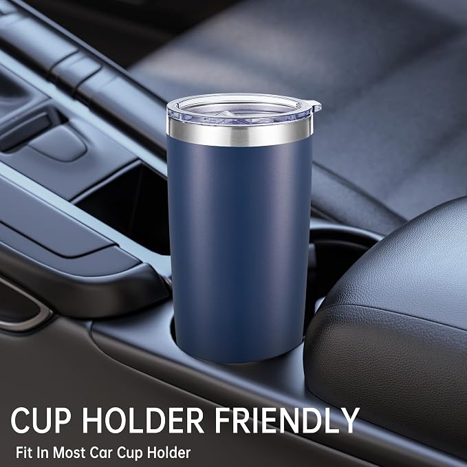 20 oz Tumblers Stainless Steel Tumbler with Lid, 1 Pack | Navy, 20oz Insulated Coffee Mug, Double Wall Vacuum, Powder Coated Cup, for Hot and Cold Drinks
