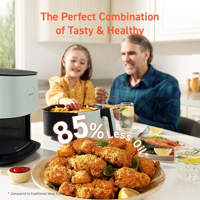 Cosori Air Fryer Pro LE 5 Qt with 20PCS Paper Liners, 9 Functions, Green | 9-in-1, Air Fry, Roast, Bake, Dehydrate, Broil, Frozen, Reheat, Max 450°F, Shake Reminder, Ceramic coating, dishwasher-safe