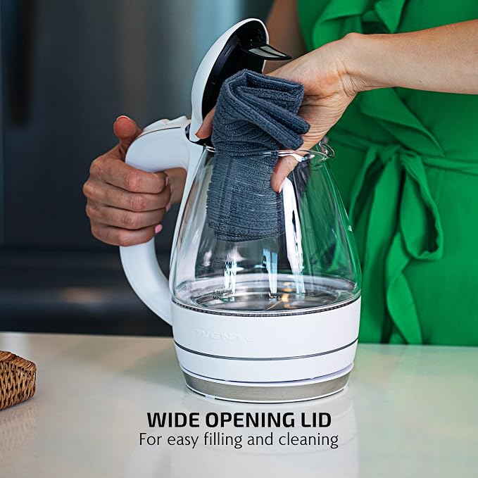 OVENTE Electric Kettle,1.5L Borosilicate Glass Countertop Water Heater & Boiler for Coffee or Tea,BPA-Free,Auto Shut-Off,Boil-Dry Protection,Removable & Washable Spout Filter,White KG83W,(Pack of 8)