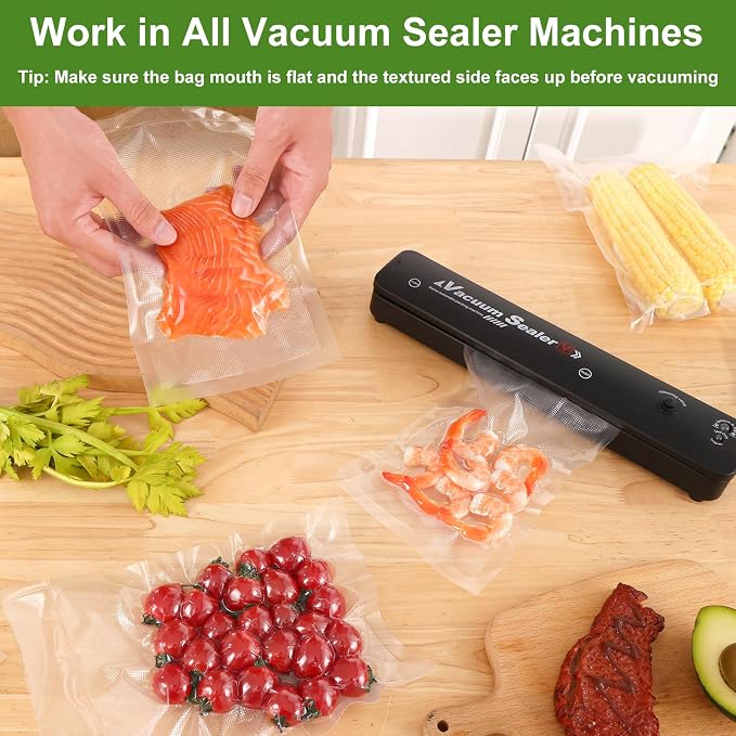 Vacuum Sealer Bags for Food Storage, 8" x 12" Vacuum Seal Bags, 110 Count | 3Mil Embossed BPA-Free Puncture-Resistant Bags, Universal Fit for Sous Vide, Meal Prep, Freezer Storage & Food Preservation