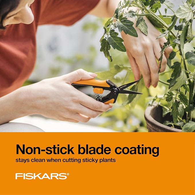 Fiskars 6" Non-Stick Pruning Snips, Resin-Resistant Garden Scissors, 2-Pack