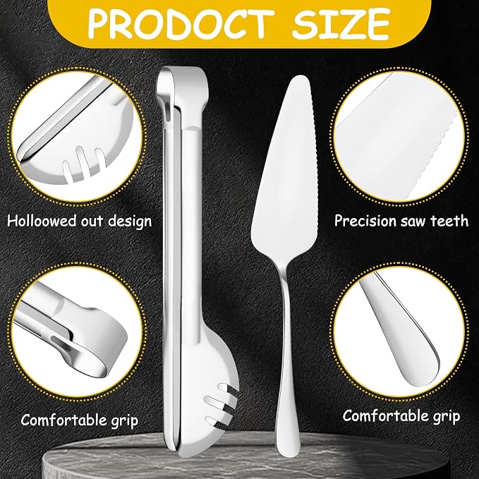 30 Pcs Silver Serving Utensils Set Include Stainless Steel Large Serving Spoons Slotted Spoons Forks Soup Ladle Pie Server - Metal Utensils for Parties Buffet Catering, Dishwasher Safe