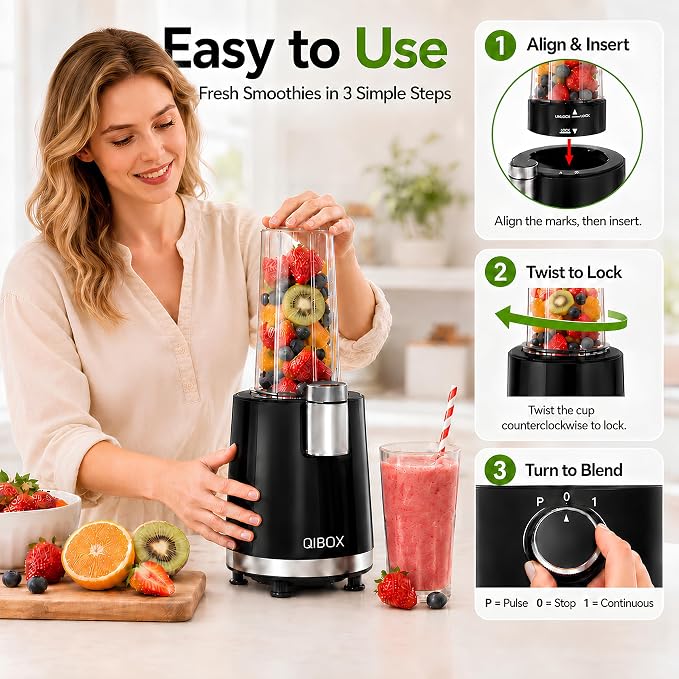 QIBOX 2-in-1 Snow Cone Machine & Smoothie Blender | 700W Electric Ice Shaver for Home Kitchen | Perfect for Kids' Birthday Parties, Summer BBQs & Daily Breakfast Smoothies