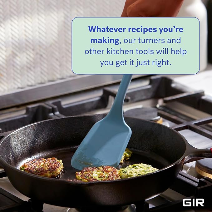 GIR: Get It Right Silicone Spatula Turner - Nonstick & Heat-Resistant Cooking Utensil - Seamless One-Piece Flexible Edge Rubber Spatula - Dishwasher-Friendly, Ultimate Turner - 13IN - Slate
