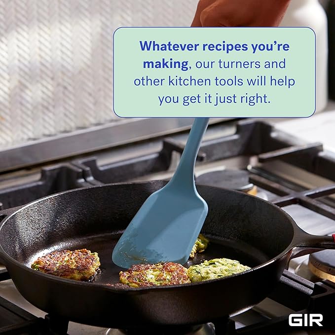 GIR: Get It Right Kitchen Silicone Spatula Turner - Non-Toxic Cooking Utensils for Nonstick Cookware, Cooking and Baking, Mini Flip- 11IN - Slate