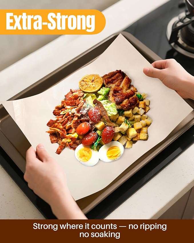 Parchment Paper Sheets, 140 Precut Unbleached Baking Paper Sheets for Oven, Air Fryer, Grilling, Steaming – Non-Stick, Greaseproof Quarter Sheet Liners for Cookies【Food-Safe White, 9" x 13"】