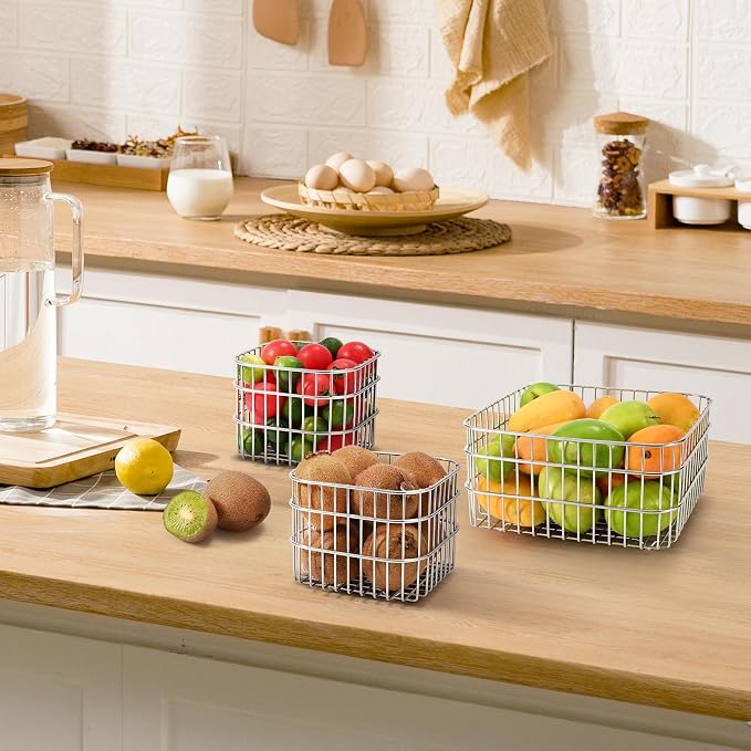 304SS Fruit Basket 3.5L Kitchen Storage Colander Produce Holder | 304 stainless steel, rust-resistant, breathable mesh, quick drainage, versatile countertop organizer, compact modern, durable