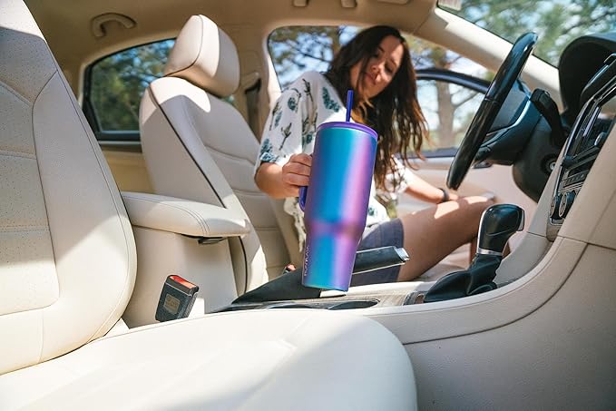 IRON °FLASK 32 oz Co-Pilot Insulated Travel Mug | Insulated Travel Mug with Straw & Flip Cap Lids - Cup Holder Fit, Leakproof, BPA Free (Midnight Black)