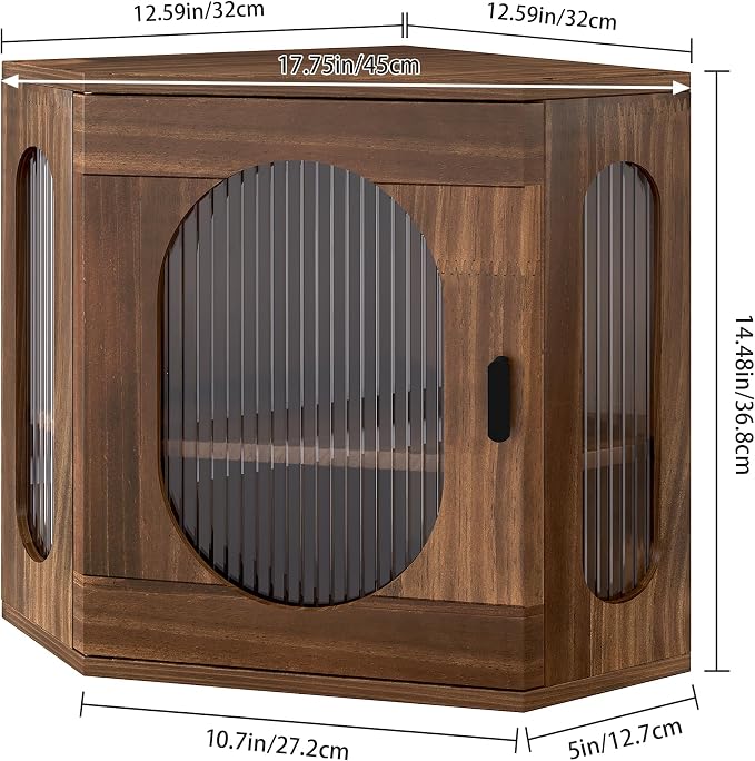 Alpeir Corner Bread Box for Kitchen Countertop, 3 Adjustable Height,Brown | Solid Pine Wood, Hold 2 Loaves, Strong Acrylic Window, Easily Care, Farmhouse Pantry Container for Home Baker, Family of 4