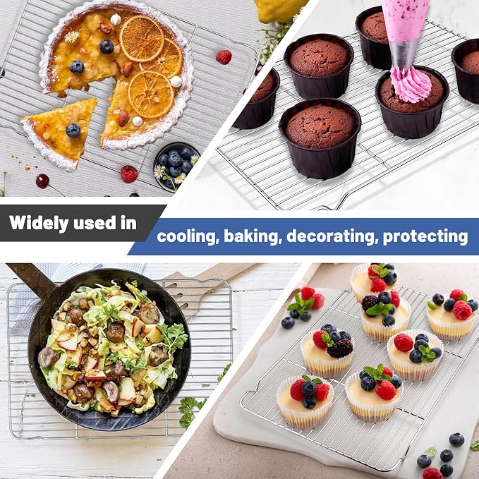TeamFar Cooling Rack, 16.6” x 11.45” Stainless Steel Wire Baking Rack, 2PCS | for Cooking Roasting Grilling, Fit for Oven Pan, Oven & Dishwasher Safe, Non-toxic & Heavy-Duty