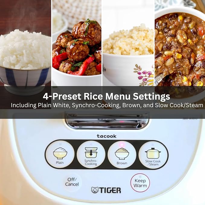 Tiger Jbv A10u 5.5 Cup Micom Rice Cooker with Tacook (White) | Tacook steamer tray