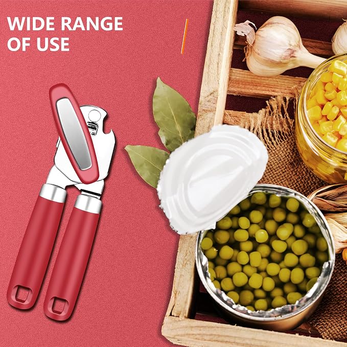 Can Opener,Professional 3-In-1 Multifunctional Manual Can Openers Bottle Opener,Kitchen Durable Stainless Steel Heavy Duty Can Opener Smooth Edge for Kitchen Seniors Friendly