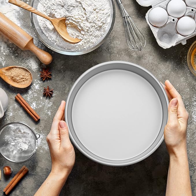 7" x 3" Round Cake Pan, Anodized Aluminum Cake Pan Baking Tin Mold, Professional Bakeware