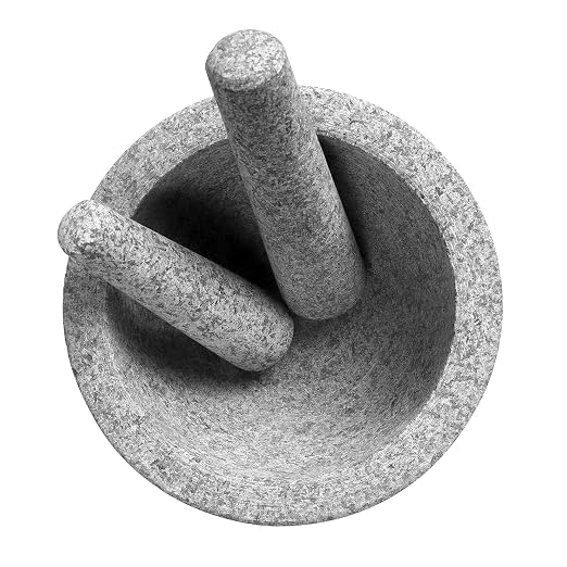 8 Inch Large Capacity Mortar and Pestle Set - One Mortar and Two Pestels - Natural 5 Cups Unpolished Heavy Granite for Apothecary Kitchen