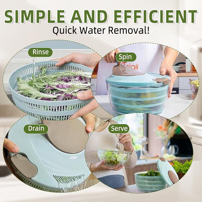 Fruit spinner Kitchen salad tool Salad Spinner Doubled Rain Holes, Lettuce Dryer For Washing, Drainage, And Dehydrating Greens, Fruits, And Vegetables Nordic Blue Salad Dehydrator,Blue