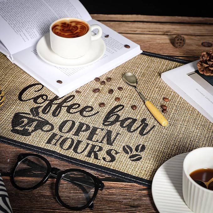 2 Pcs 20 x 14 Inch Coffee Placemats for Countertop,Fresh Style