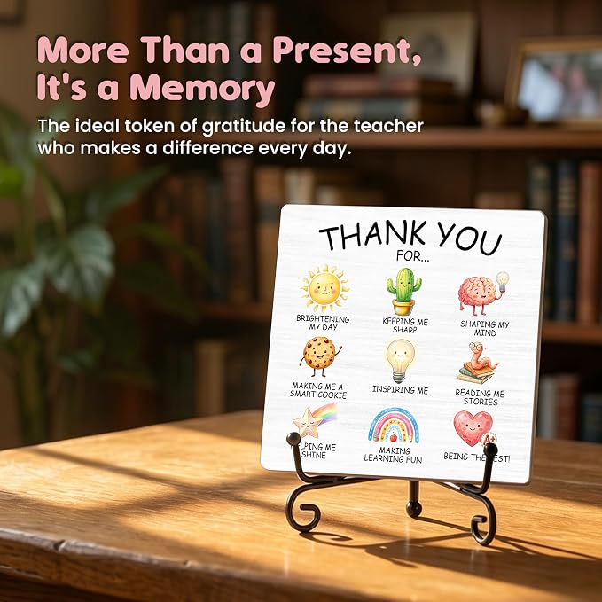 Teacher Appreciation Gifts for Women Men | 5" Wooden Plaque Sign for Mentor Teacher Gifts | Teachers Day Gift from Student Desk for Home Office Decor - A07