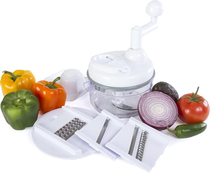 Kitchen Home Manual Food Chopper - 5 in 1 Miracle Chopper, Salsa Maker, Blender, Slicer, Shredder and Julienne – As Seen on TV Manual Food Processor