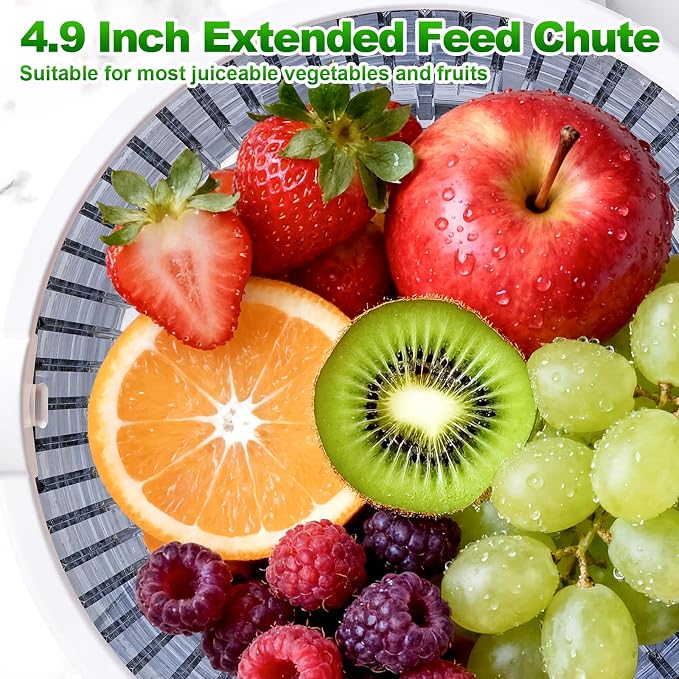 Masticating Juicer Attachment for KitchenAid Stand Mixer | 4.9" Large Feed Chute Fit Whole Vegetables & Fruits, Slow Cold Press Juicer Includes 2 * 32oz Capacity Cups