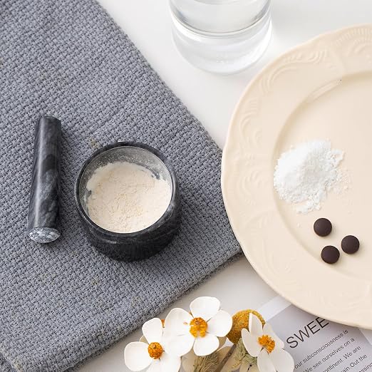 Pill Crusher, Mini Marble and Pestle Set, Pill Crusher Grinder Fine Powder, Arthritic Hands Pill Grinder