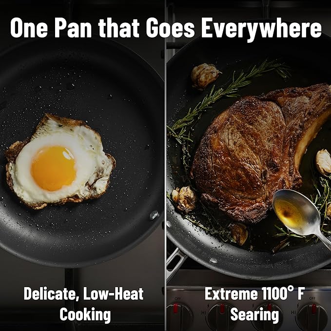 Misen Carbon Nonstick™ Skillet - Nitrided Carbon Steel - Professional Alternative to Teflon - 1100°F High Heat Ready - Easy Release - Induction, Oven, & Grill Safe - 10 Inch