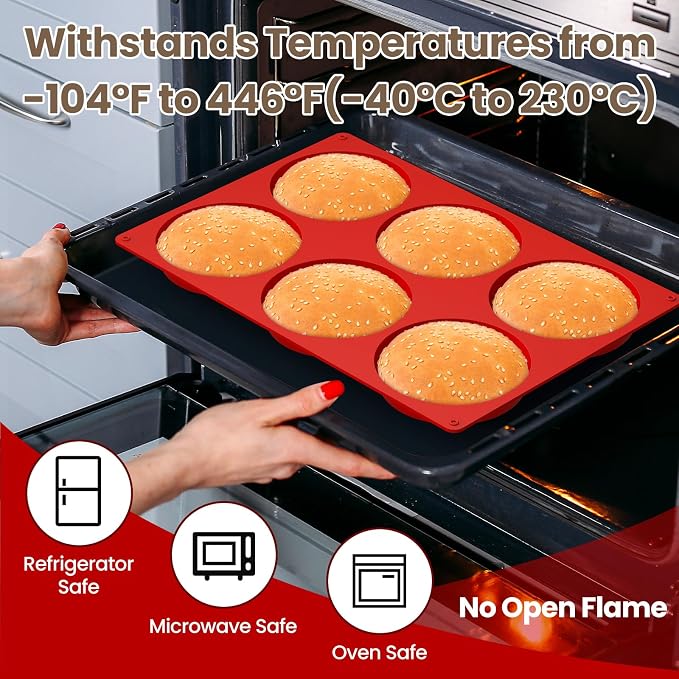 Redfly Silicone Egg Molds for Breakfast Sandwiches 4 Pcs, Non Stick 4 Inch Egg Bites Baking Pans, Jumbo Silicone Muffin Pans for Baking, Round Muffin Top Pan for Whoopie Pie Pan, Hamburger, Fruit Tart