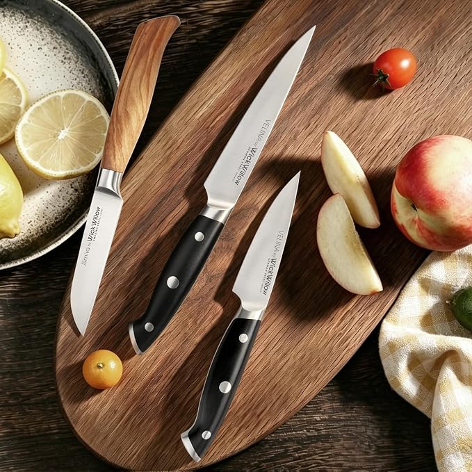 WICKWILLOW 3.5” Paring Knife – Ultra Sharp German Steel, Small Fruit Knife | Perfect for peeling, trimming and detailed prep with precise control and everyday comfort. Gift-Ready.