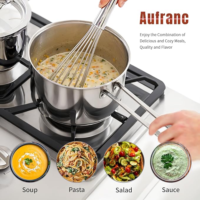 Stainless Steel pots and pans set, 6 PCS Nonstick Induction Cookware Set | Works with Induction/Electric and Gas Cooktops, Dishwasher Safe
