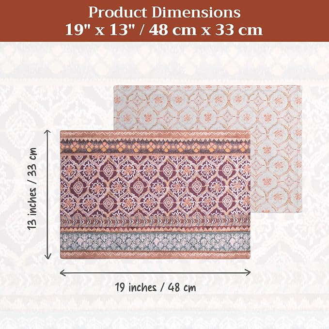 Maison d' Hermine Placemats Set of 4 Reusable 100% Cotton (13"x19") | Cloth Place Mats Washable Table Mats for Kitchen Dining Party Wedding Hotel Home Thanksgiving Christmas - Fair Isle