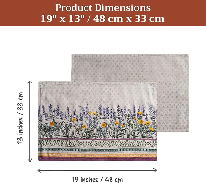 Maison d' Hermine Placemats Set of 4 Reusable 100% Cotton (13"x19") | Cloth Place Mats Washable Table Mats for Kitchen Dining Party Wedding Hotel Home Restaurant Spring Summer - Fanny Lavender