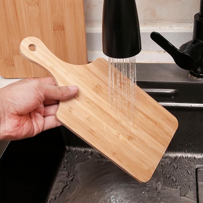Sparkle Race 12pcs Wood Cutting Boards for Kitchen, 11" Serving Board Set | Bamboo Cutting Board for Fruit Vegetable, Wooden Chopping Board with Handle, Small Charcuterie Boards for House Warming Gifts