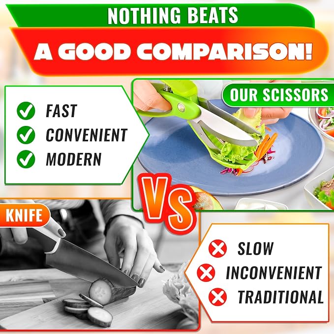 Salad Scissors for Chopped Salad, 8.9 In Stainless Steel