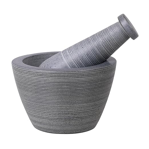Mortar and Pestle, Made of Heavy Duty Polished Hard Stone, Natural Stone Grinder for Spices, Pastes, Herbs, Seasoning etc. (Rugged, Normal)