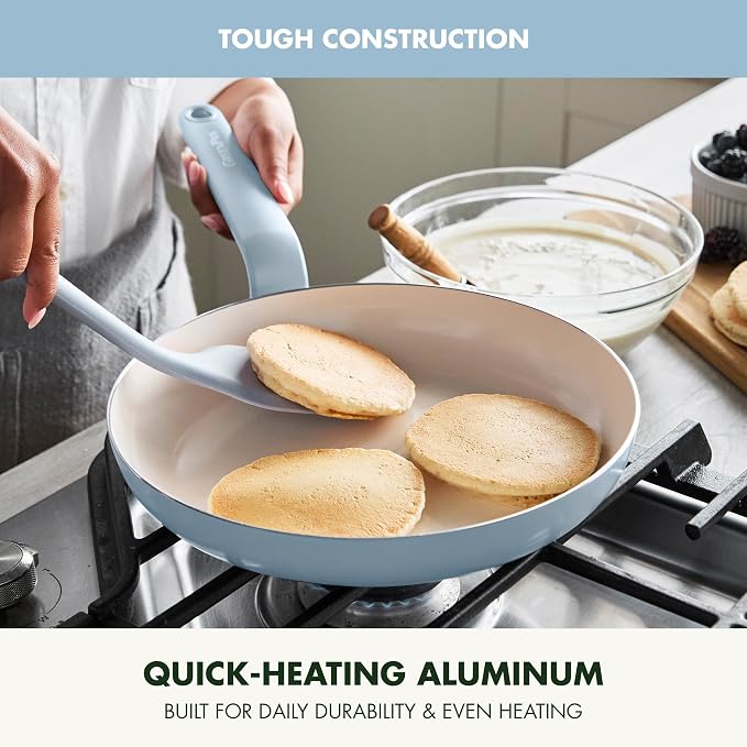 GreenPan Rio Advanced 12" Frying Pan Skillet, Ceramic Nonstick PFAS-Free, Induction Ready, Dishwasher and Oven Safe, Blue