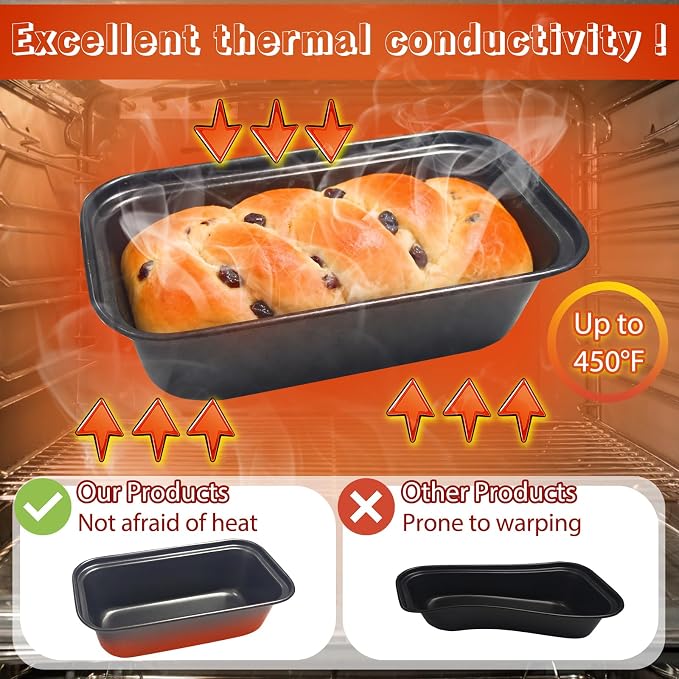 Zddaoole 4 Pack Mini Loaf Pans Set,6 x 3.4 x 2 In Tiny Meatloaf Pans,Small Banana Bread Tins,Stainless Steel Baking Pans for Homemade Cake,Brownies