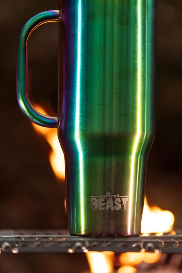 Beast 50 oz Tumbler with Handle Stainless Steel Vacuum Insulated Coffee Ice Cup Double Wall Travel Flask (Rainbow)