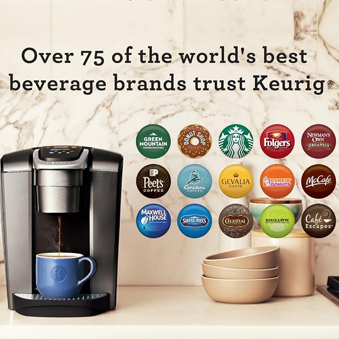 Keurig K-Elite Single Serve K-Cup Pod Coffee Maker, with Strength and Temperature Control, Iced Coffee Capability, 8 to 12oz Brew Size, Programmable, Brushed Slate | Strength, Temperature Control, Iced Coffee Capability, 8 to 12oz Brew Size, Programmable
