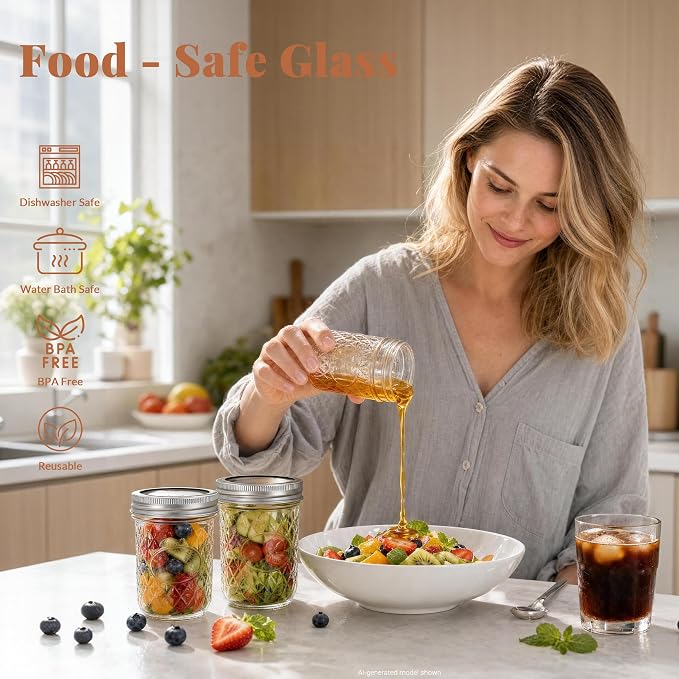 CycleMore 12 Pcs 8oz Clear Glass Mason Jars With Silver Separable Lids, Mini Glass Jars, Small Canning Jars for Gift Honey, Jam, Jelly, Wedding Favors, Kitchen Food Storage