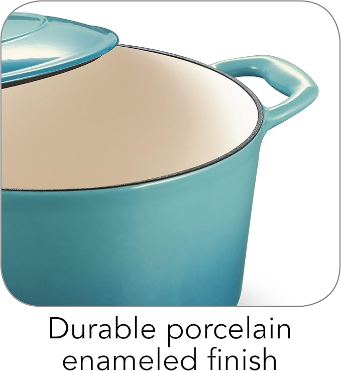 Tramontina Bestow Enameled Cast Iron 5.5-Qt Round Dutch Oven Pot with Lid | Great for Braising, Roasting and Bread Baking - Medium Blue