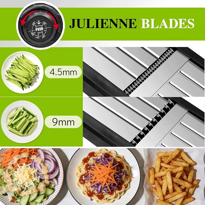 MASTERTOP Mandoline Slicer, 5 in 1 Mandoline Food Slicer, Dishwasher Safe | Stainless Steel Mandoline Slicer, Adjustable Vegetable Slicer for Fruit, Cheese, Send Cut Proof Gloves & Cleaning Brush