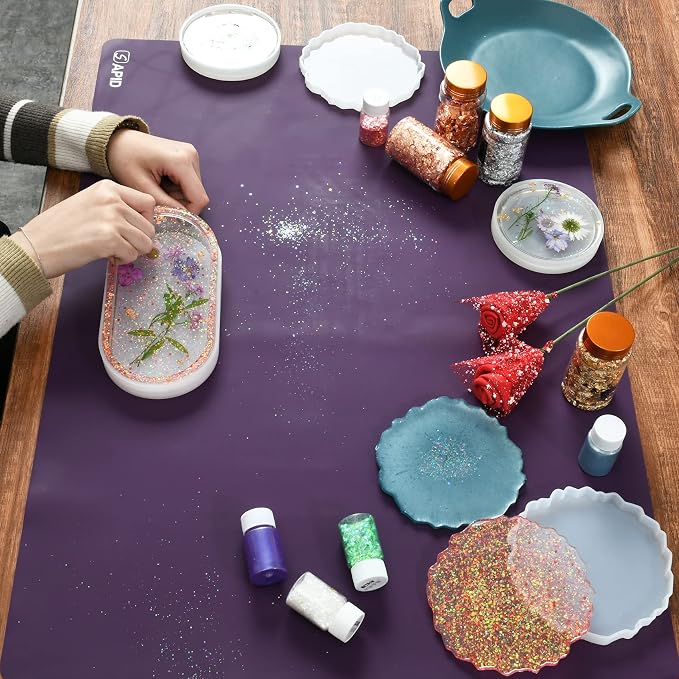 Sapid Large Silicone Sheet for Crafts Silicone Mat for Resin Art Painting | Extra Thick Jewelry Casting Mats, Nonstick Nonslip for Epoxy Resin, Art Painting, Heat-Resistant Counter Mat 20"x27.9" Purple