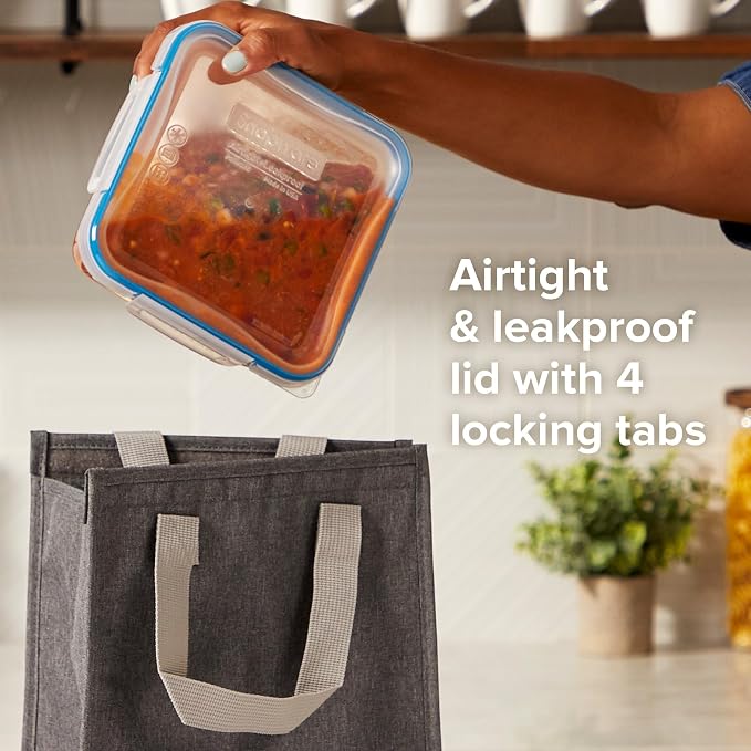 Snapware Plastic Total Solution 2-Pack (5.5 Cup) Food Storage Containers | Meal prep containers with plastic BPA-free lids with 4 locking tabs, microwave, dishwasher, & freezer safe