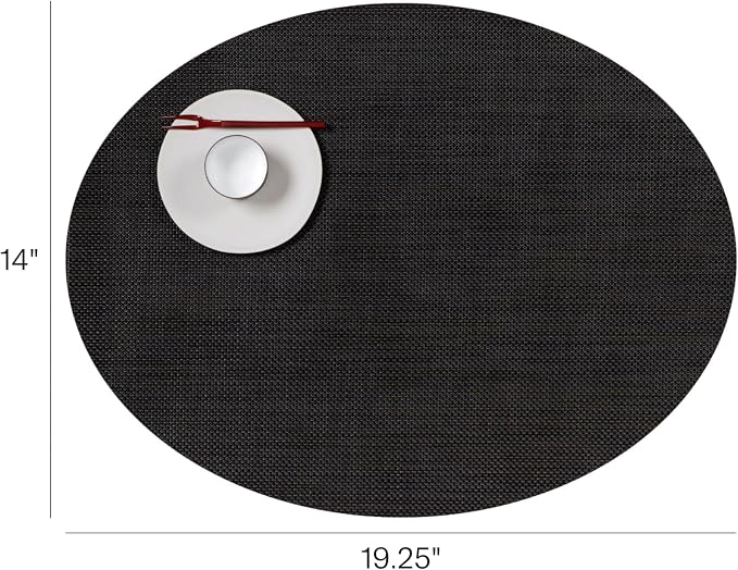 Chilewich Mini Basketweave Placemats, Woven Oval Placemats Set of 4 | Reusable, Stain-Resistant, Indoor/Outdoor Tabletop Protection, Espresso, 14" x 19.25"