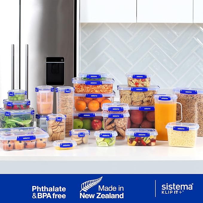 Sistema KLIP IT+ Large 7.5L Rectangle Food Storage Container, Stackable & Airtight Food Box with Lid, Dishwasher, Freezer, & Microwave-Safe, BPA-Free