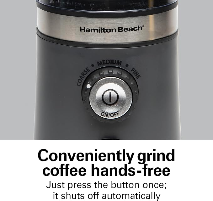 Hamilton Beach Custom Grind Electric Coffee Grinder For Up To 14 Cups | Grinds Coffee Beans, Spices & More | Customizable Grind Settings | Easy-Clean Removable 10 oz. Chamber | Grey | 80396V