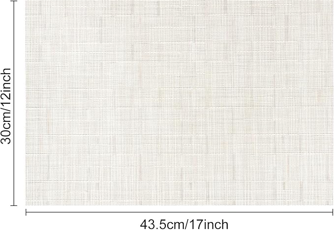 Myir JUN Placemats Set of 4 Kitchen and Dining Table Placemats | Vinyl Placemats Place Mats Indoor/Outdoor Set of 4 Washable Table Mats Non-Slip Place mats for Dining Table, Off white