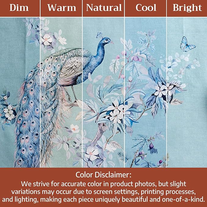 Maison d' Hermine Placemats Set of 4 Reusable 100% Combed Cotton (13"x19") | Cloth Place Mats Washable Table Mats for Kitchen Dining Home Restaurant Spring Summer - Peacock Utopia - Pastel Turquoise