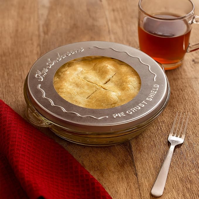 Mrs. Anderson's Baking Individual Pie Crust Protector Shields, Set Of 4, For Mini Pies And Pot Pies, Fits Up To 5-Inch Pie Plates, Prevents Over-Browning And Spills