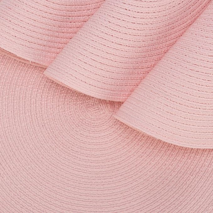 Winknowl 15 Inch Round Braided Placemats Set of 6, Washable Cotton Polyester Table Mats, Heat Resistant Non-Slip Place Mats for Kitchen Dining Table Decor (Pink,6pcs)